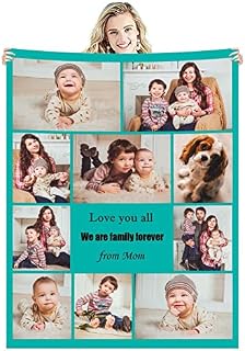 Zmkar Personalised Photo Fleece Blanket Custom Throw Picture Collage for Sofa Adult Baby Boy Girl Kid Dog Pet Cat Family Friend Birthday Wedding Gift With Text (Baby 31.5"×47''/80x120cm 10 Photos)