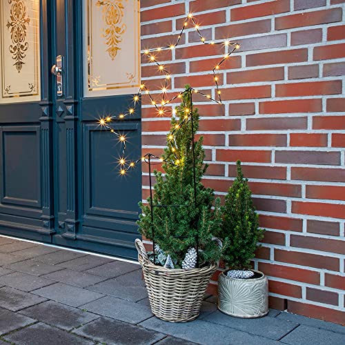 2er Set LED Gartenstecker Sterne mit 50 warmweißen LEDs Weihnachtsstern 50x100 cm mit 6/18h Timerfunktion Außenbereich Gartenstäbe...