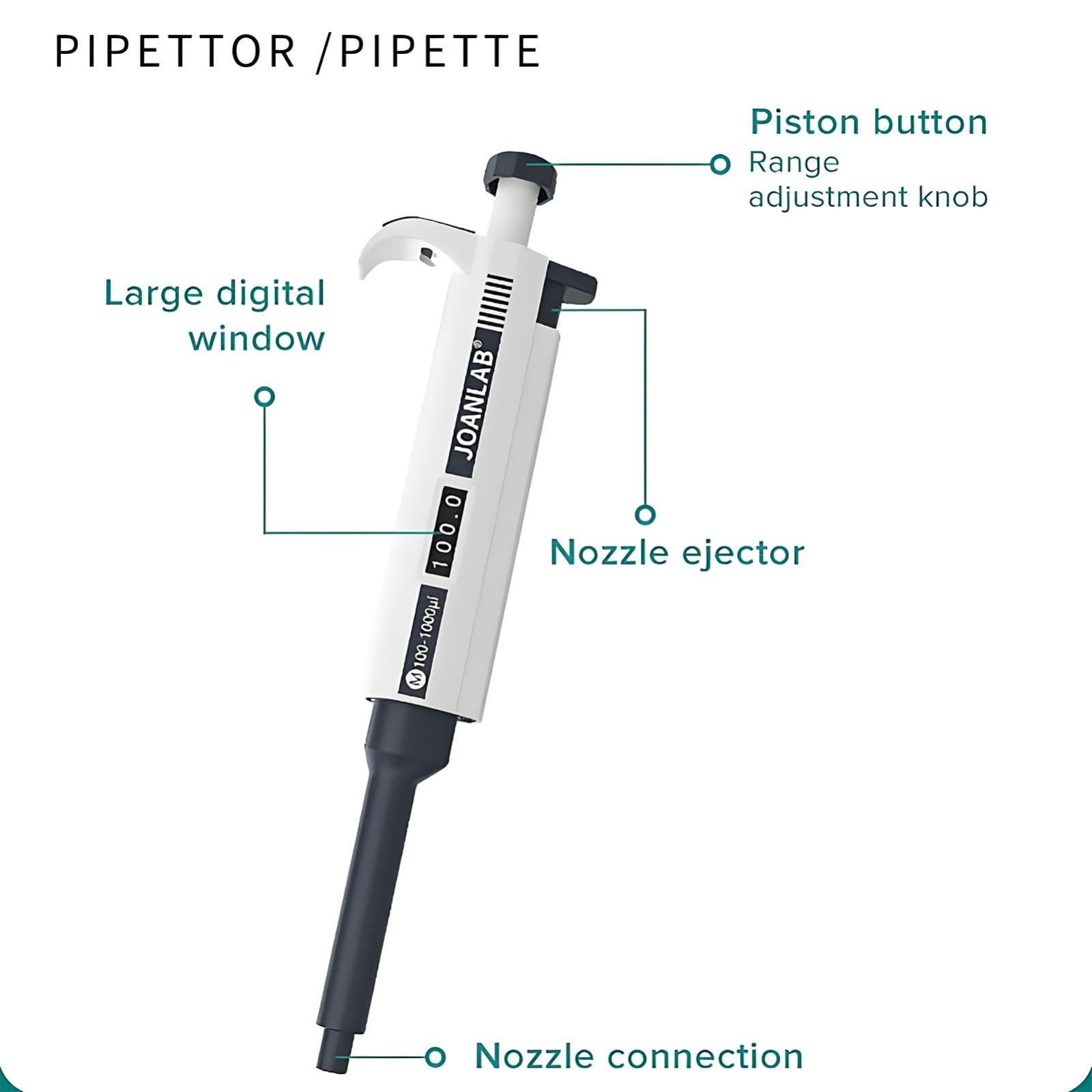 Pipeta jednokanałowa Ręczna regulowana zmienna objętość laboratoryjna o wysokiej dokładności mikropipety laboratoryjnej z końcówkami pipety (20-200ul)