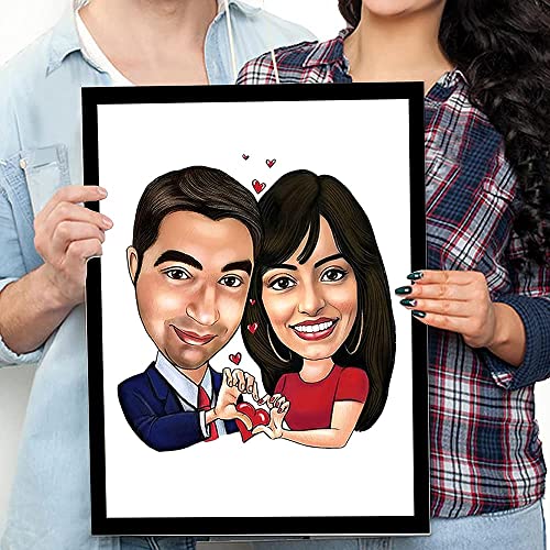 Image of DK Decors Personalized Anniversary Couple Caricature Fiber Plastic Photoframe Gifts for Your Lovable Soul (Size 8x10 Inch, Multicolor, DK005) (4x6 inch)