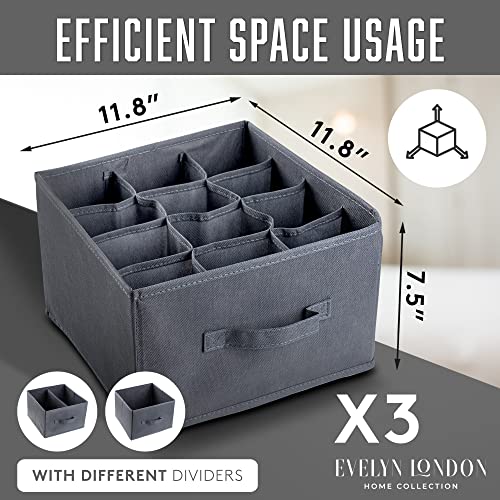 Evelyn London Brands Hanging Closet Organizer - Separable Wardrobe Clothes Organizer [3 Shelves, 3 Open Drawers & 2 Side Pockets] - Cloth Organizer To Keep Clothes, Socks, & Shoes - Laundry Bag Incl. #TOP2