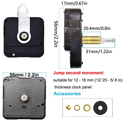 High Torque Long Shaft Hands Quartz Diy Wall Clock Movement Mechanism With 12 Inch Long Spade Hand Battery Operated Repair Parts Replacement, 5/ 8 In Max Dial Thickness, 1-1/5 In Total Length #TOP1