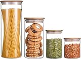 Tapa de bambú natural más higiénica, anillo de sellado de silicona de grado alimenticio saludable y no tóxico, vidrio de borosilicato de alta seguridad para lavavajillas, se recomienda lavar a mano.