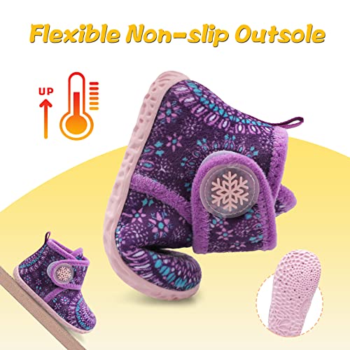 Leisfit LF-A03KDMX-PURPLEPATTERN-142 Toddler Slippers Boys Girls House Slippers Kids Winter Boots Warm Lightweight House Shoes thumb #3