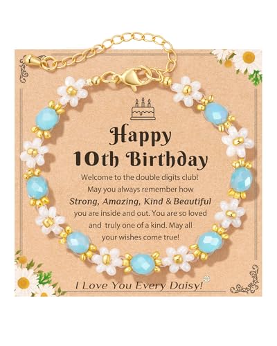 Birthday Gifts for 10 Year Old Girl Gifts Daisy Bracelet Girly Girl Stuff for Teen Teeanage Girls Daughter Niece, I Love You Every Daisy