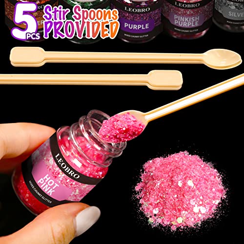 Leobro LL-Z-091 Glitter, Holographic Chunky Glitter, 15 Colors Craft Glitter For Resin, With 5Pcs Mixing Spoon, Glitter For Nail Body thumb #5