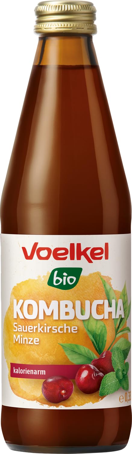 Voelkel - Kombucha Sauerkirsche Minze - 330ml - 12er-Pack - Bioqualität Deutschland