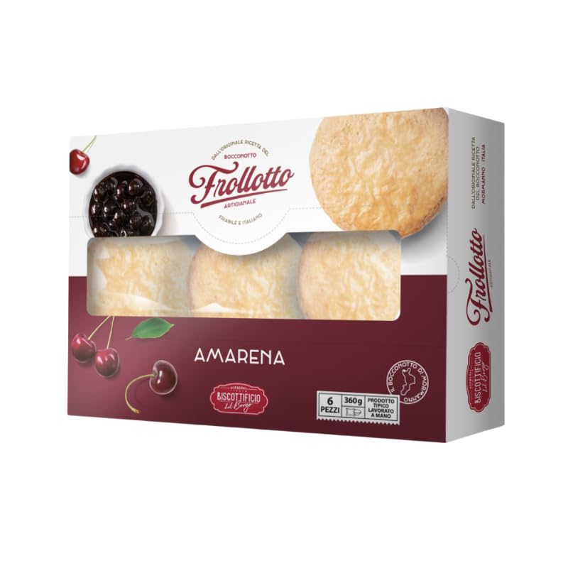 Biscottificio del Borgo Frollotto - Dolce Antica Merenda, 4 Count, Gianduia, Crema e Amarena, Cacao e Crema Vaniglia, Mandorla, Crema al Limone (Amarena)