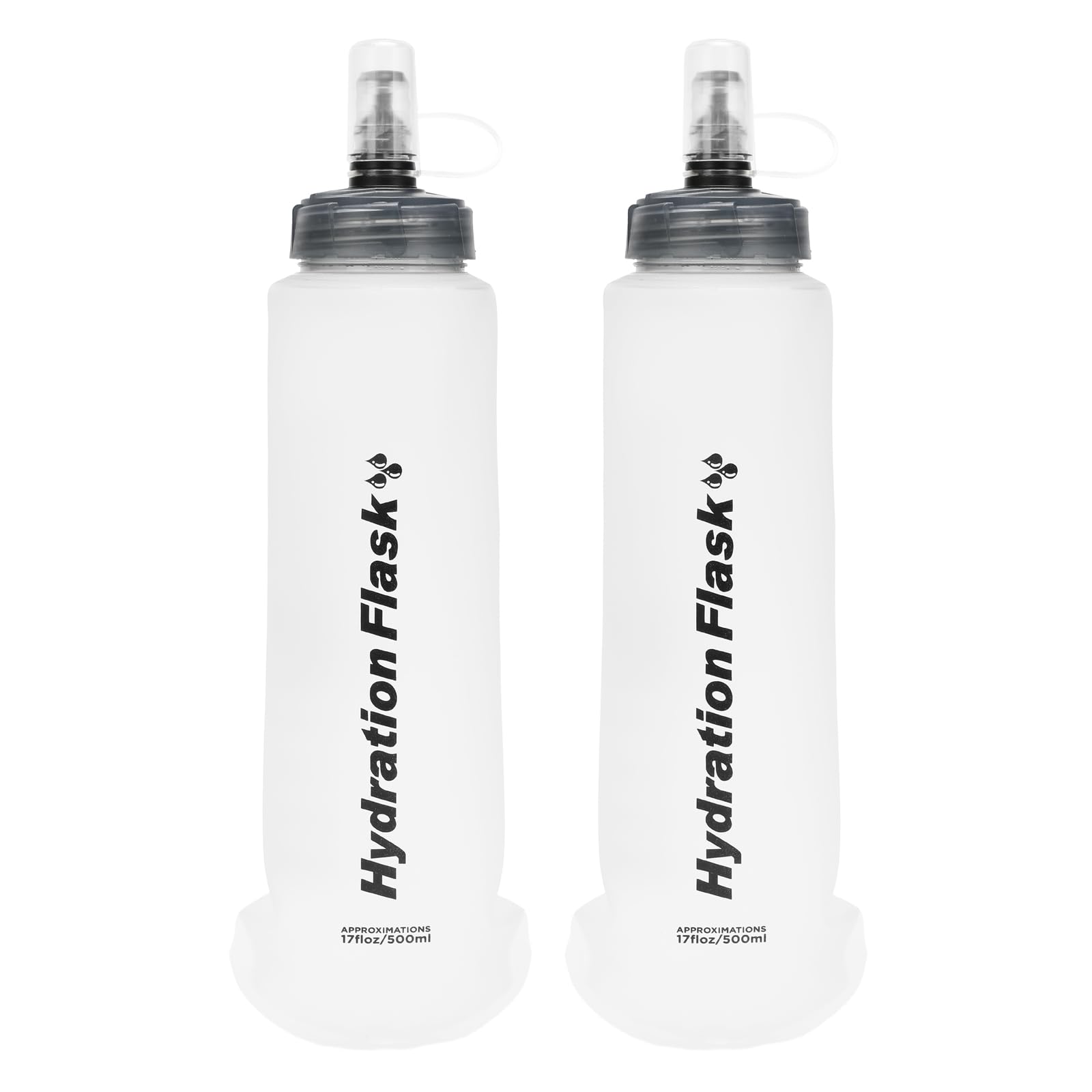TRIWONDER Soft Flask Collapsible Running Vest Water Bottle 500ml Folding Water Pouch for Marathon Cycling Hiking (White - 2 Pack)