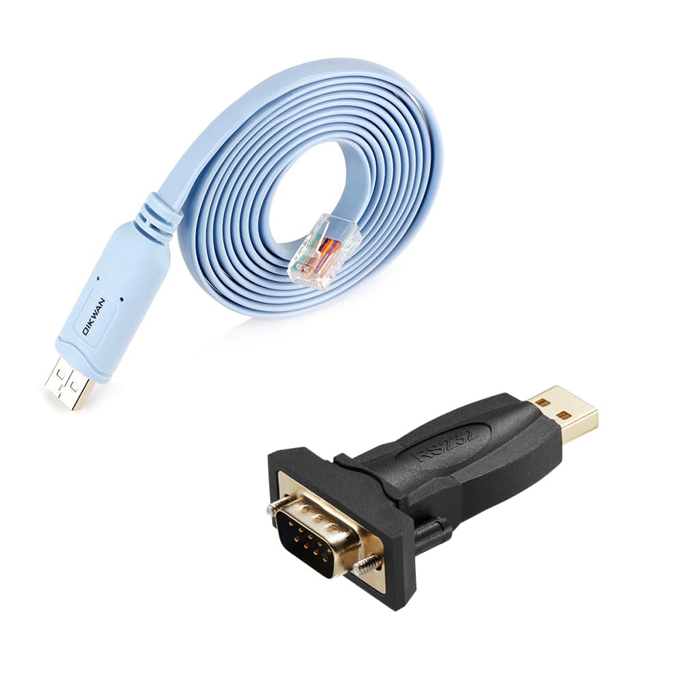 OIKWAN12FT USB Cisco Console Cable and USB DB9 Female Converter Cable, FTDI Chip, Compatible with Windows, Mac, Linux, Type C Device, Industrial Applications, Data Comm