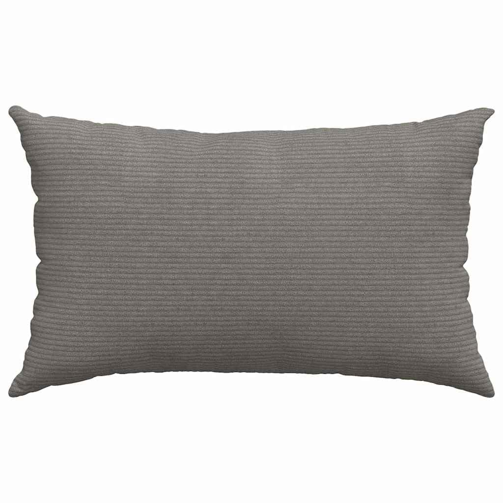 Set di 2 Cuscini da Divano in Velluto a Coste Grigio 50x30 cm | Coppia di morbidi cuscini rettangolari con imbottitura inclusa e fodera sfoderabile per soggiorno e camera da letto.