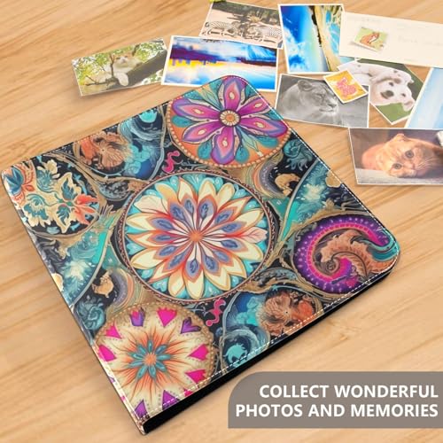 Álbum de fotos adhesivo DIY Scrapbook con cubierta de cuero PU, diseño de anillos, 40 páginas, tamaño 11.8 x 11.2 pulgadas miniatura 5