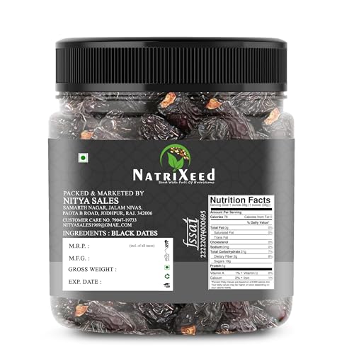 Image of NatriXeed Black Dry Dates | Traditional Dried Fruit | Naturally Sweet Flavor | Perfect Snack Anytime at Home Office Travel (500gram)