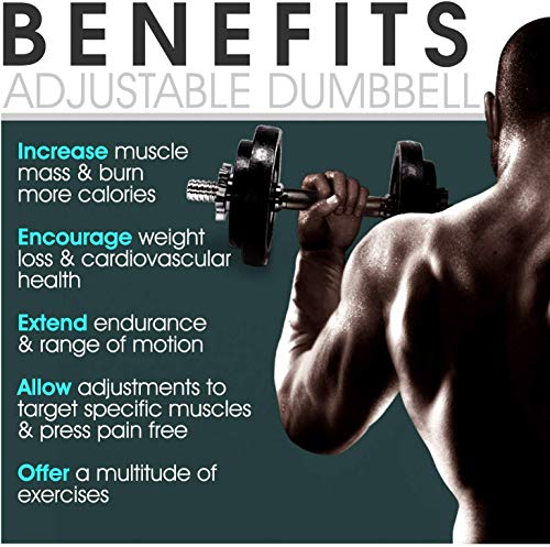 Image of Dolphy Black Iron Adjustable Fitness Dumbbell Set for Home Gym (20kg)