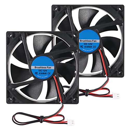 ACEIRMC 2pcs 9225 92mm x 92mm x 25mm 2Pin DC 12V 2Pin Computer Fan High Speed Muffin Fan Cooling Fan for 3D Printer Computer Case DIY Cooling Ventilation Projects (12V 2pin)