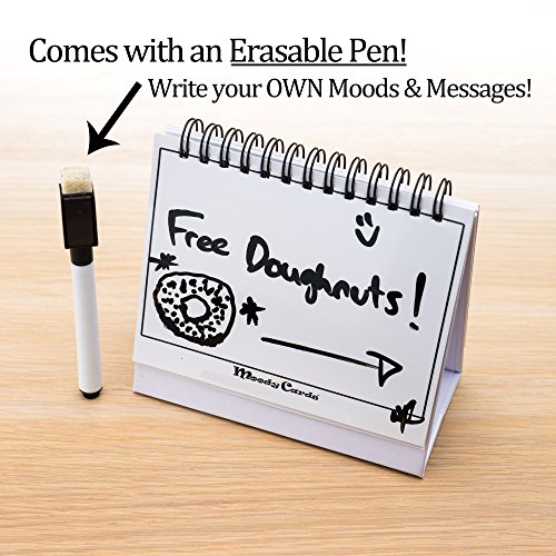 Moodycards - Funny Office Gifts - Over 30 Different Mood And Practical Flip-Over Messages - Includes Erasable Pen And Blank Boards To Write Your Own. #TOP4