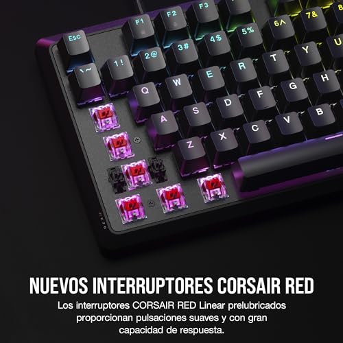 CORSAIR K70 CORE RGB Mechanical Wired Gaming Keyboard with Palmrest – Pre-Lubed MLX Red Linear Switches, SOCD, ABS Double-Shot Keycaps, Sound Dampening, Media Control Dial, QWERTY NA – Black - image 3