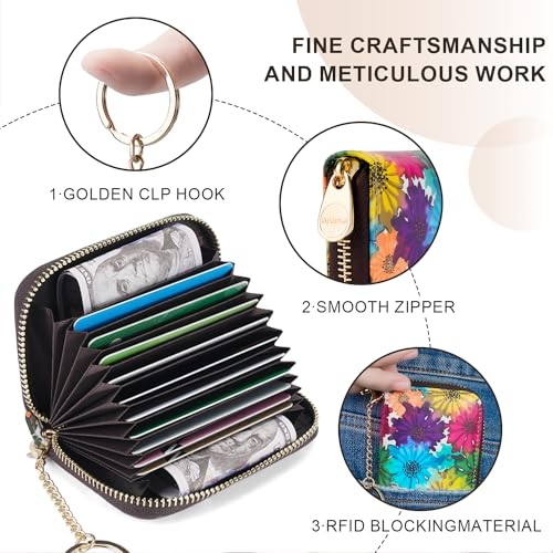 APHISON RFID Credit Card Holder Small Microfiber Leather Zipper Card Case Wallet for Women