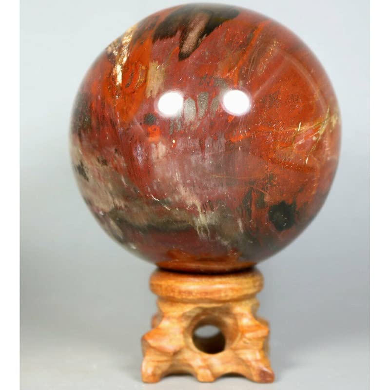 Bola de cristal de madera petrificada pulida de 50-55mm para decoracion 5