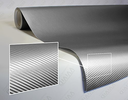Image of VViViD XPO Sterling Silver 3D Carbon Fiber Vinyl Wrap Roll with Air Release Technology (1.5ft x 5ft)