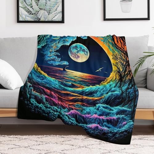 Couverture de vagues colorées plaid polaire doux pour lit et bébé