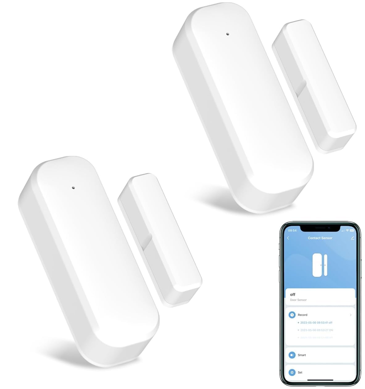 2-Pack Smart Door and Window Sensor, 2.4G WiFi Door Sensor, Tuya/Smart Life Contact Sensors for Home Security & Smart Home Automation, Compatible with Alexa Google Assistant