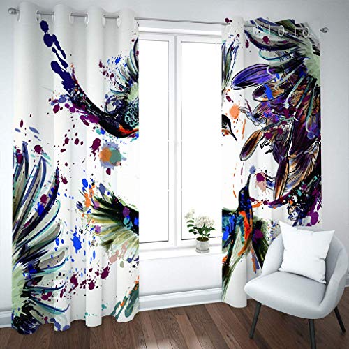 Rideaux occultants oiseaux 140x290 cm lot de 2 pour chambre