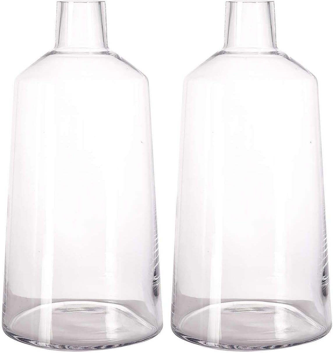 Efavormart 2 Pack 12" Tapered Neck Clear Glass Flower Vase Centerpieces