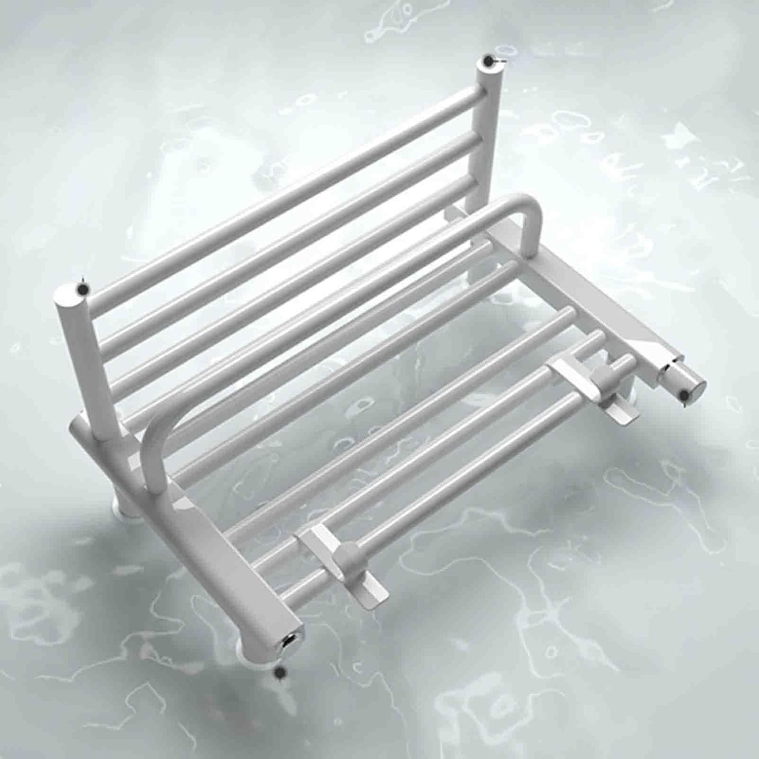 Electric Heated Towel Rail Radiator, Wall Mounted Carbon Steel Towel Warmer Rack with Top Storage Shelf Smart Thermostatic Towel Drying Rack for Bathroom