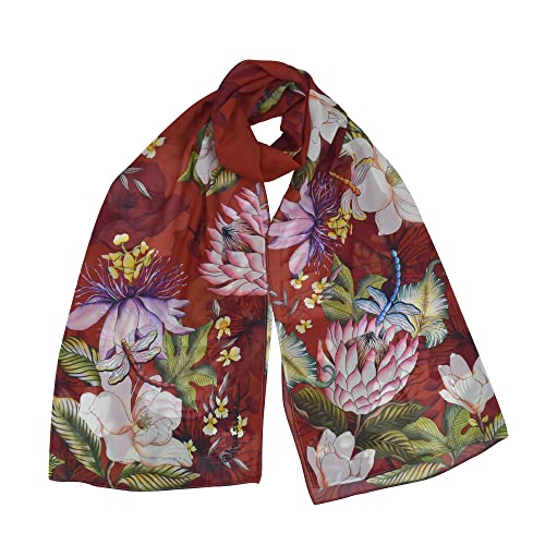 Anuschka Women's Original Printed Artwork Chiffon Scarf - Crimson Garden