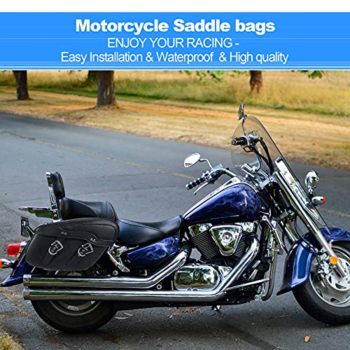Oxmart Motorcycle Saddlebags, Anti-Water Universal Side Tool Bags, Synthetic Leather Large Storage Space Saddle Bags, Fit For Honda Suzuki Yamaha Sportster Harley Softail Dyna Scooter Panniers 1 Pair #TOP1
