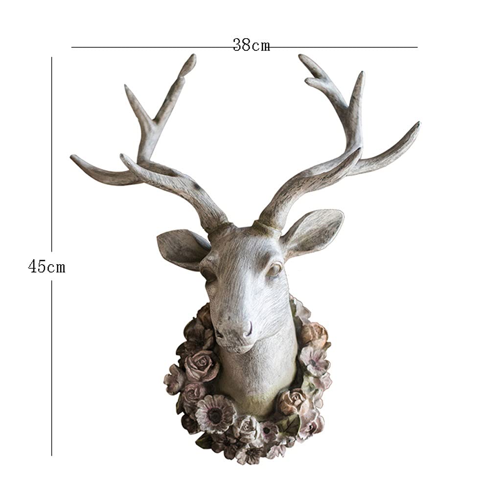 Decorazione da Parete Scultura da Parete Cervo, Ghirlanda di Teste Appeso a Parete Testa di Animale Decorazione da Parete in Resina Scultura Artistica di Animali Artigianato