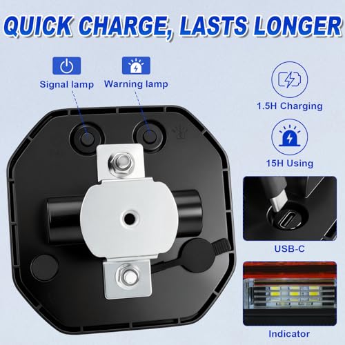 Image of Agrieyes Wireless Trailer Lights, Magnetic Tow Tail Light Kit (T326) | 2 Mounting Options | 30s Magnetic Mount | 100ft Stable Range | USB-C 9H Runtime | IP67 Waterproof | Cross-State Towing