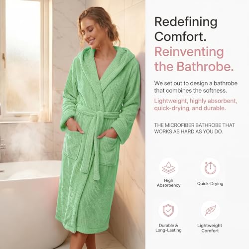 Image of PJGGZ Hooded Bathrobes for Women, Soft Long Towel Robes for Women - Quick Dry yet Warm
