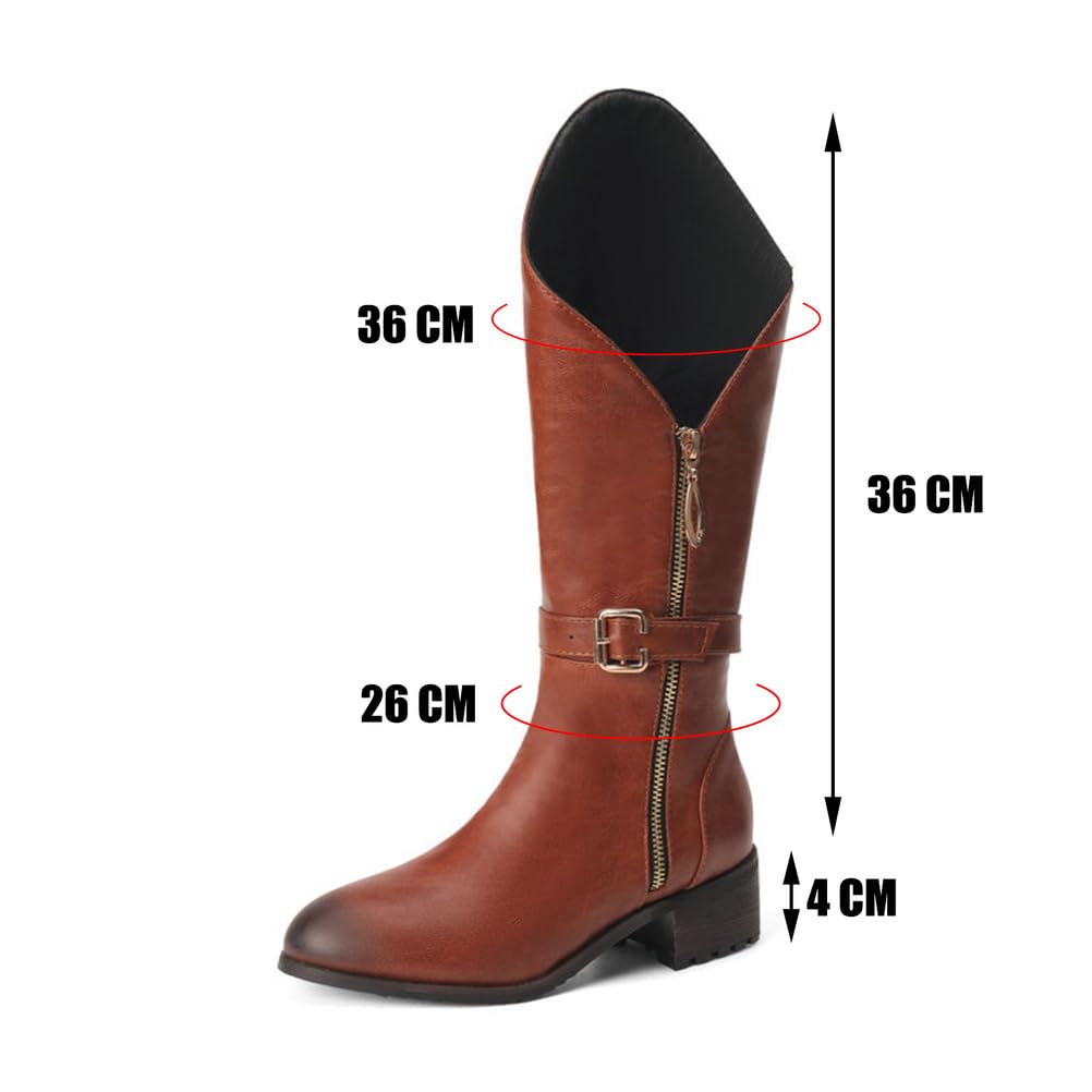 Mujer Planas Botas Altas hasta la Rodilla para Mujeres Botas de Montar de Cuero Sintético