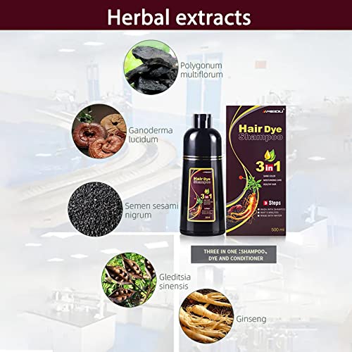 Wine Red Hair Dye Shampoo 3-In-1 Hair Color Shampoo Instant Coloring Gray Hair Coverage Nature Herbal Treated For Men And Wowen(500Ml,17.6 Fl Oz)(Wine Red) #TOP3