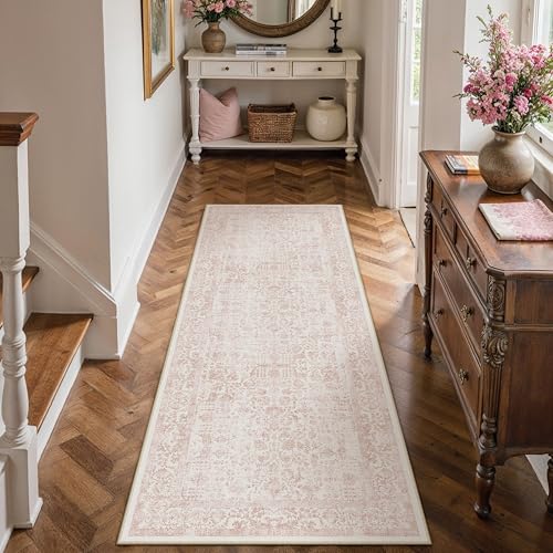 PureCozy Pink Runner Rug 2x5 Vintage Floral