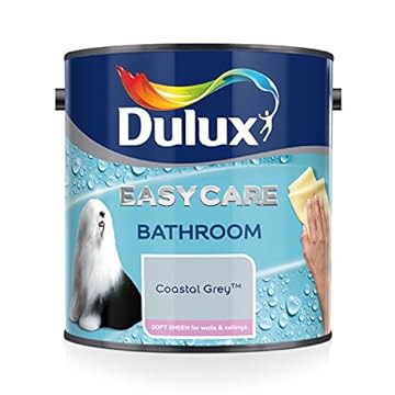 Dulux 500001 Easycare Bathroom Soft Sheen Emulsion Paint for Walls and Ceilings - Coastal Grey, 2.5 l (Pack of 1)