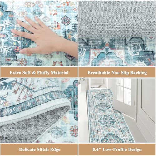 Pauwer Boho Hallway Runner Rug 2x6 Washable Entryway Area Rugs Non Slip Farmhouse Vintage Floor Mat Carpet Runner for Hallways Laundry Room Kitchen Bathroom Bedroom