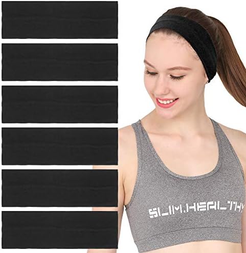 Folora 6Pcs Stretchy Elastic Headbands, Cotton Sports Hairband for Women Girls, Suitable for Yoga, Pilates, Running, Cycling