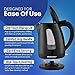 Elite Gourmet EKT8690 1.7L Electric Tea Kettle 1500W Hot Water Heater Boiler BPA-Free, Fast Boil, Water Level Window and Auto Shut-Off, Black