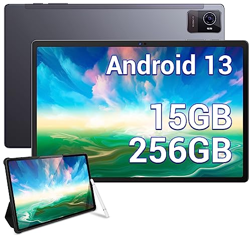 OUKITEL OKT3 Tablet Android 13, 10.5 Zoll, 15GB RAM + 256GB ROM Gaming Tablet PC mit Touchstift, 8250mAh Akku, 1920*1200 FHD+ Tablets, 16MP, Widevine L1/Octa-Core/Dual SIM 4G LTE/5G WIFI/BT5.0/GPS/OTG