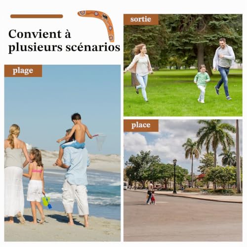 arrderly 1 Boomerang Boomerang en bois pour enfants et adultes - Jeu de plein air en famille - Balle amusante en plein air – vue 4