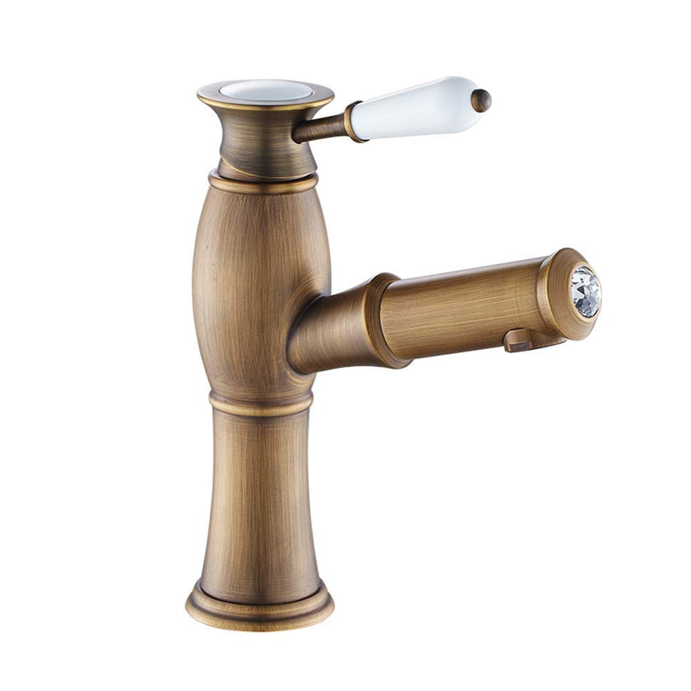 Ancien lavabo mitigeur eau froide argent court avec poignée cristal de salle de bain