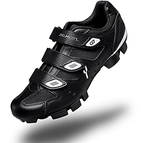 CyclingDeal Mountain Bicycle Bike Men's MTB Cycling Shoes Black Compatible with Shimano SPD and CrankBrothers Cleats | Size 44