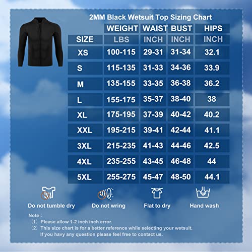 INTBOSS Wetsuit Top Men,2mm Mens Wetsuit Top 3mm Long Sleeve Wetsuit Jacket Men Front Zip Warm Wets Suit Jackets Stretch Swimming Scuba Diving Surfing - Thumbnail 7