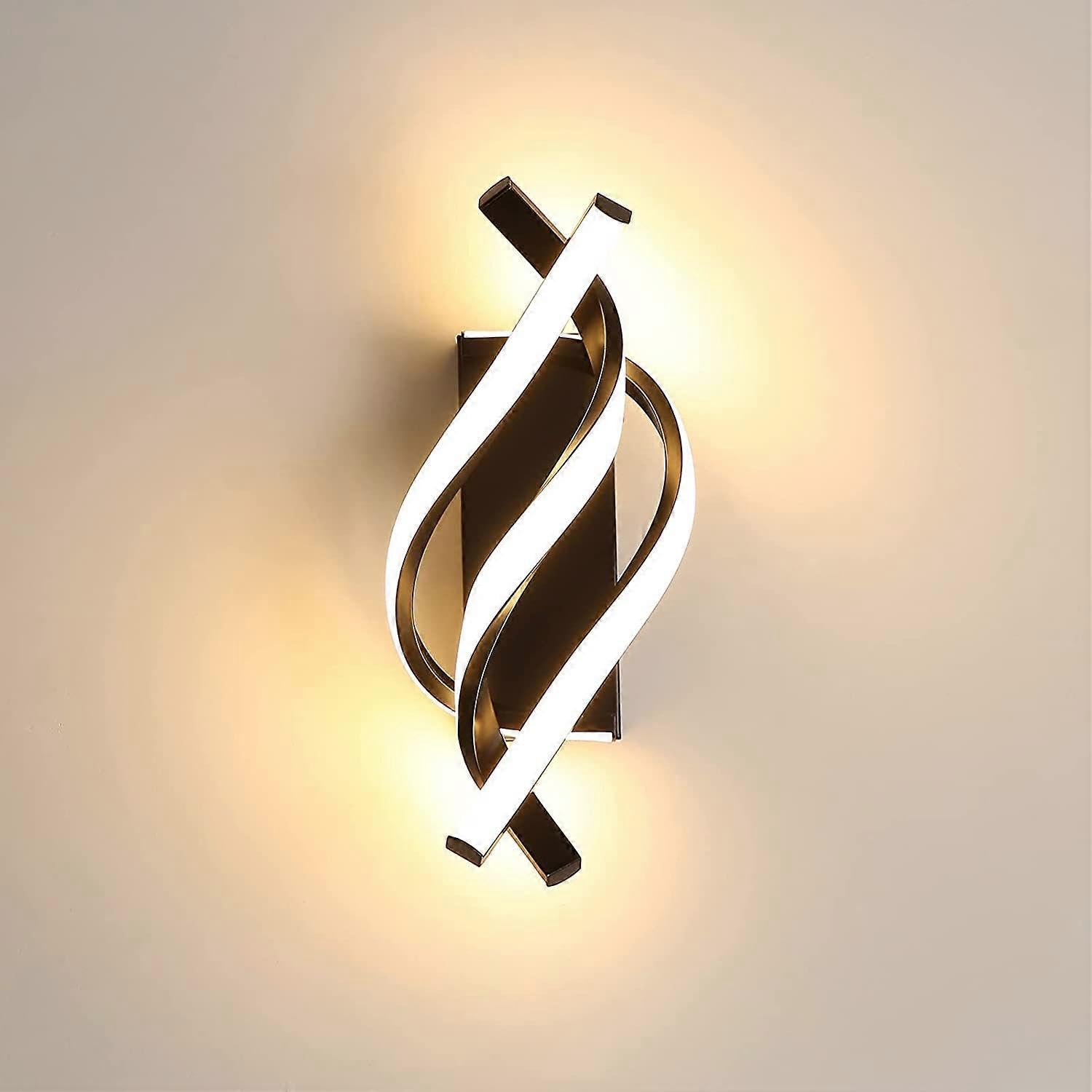 Joyhappst Image Color Dww-Indoor Wall Light, Modern 16W Led Wall Lamp, Wall Lightswarm White Light, Blackfor Bedroom, Living Room [Energy Class E]
