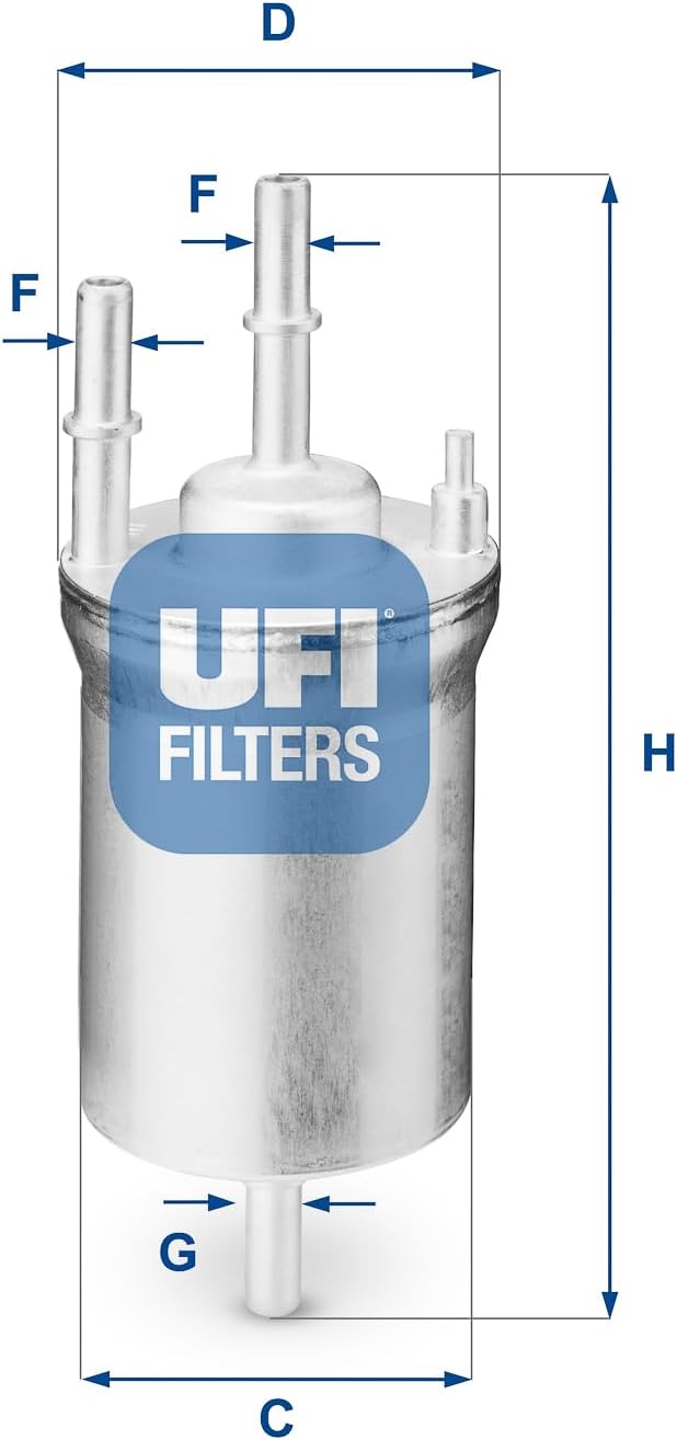 UFI Filters 31.833.00 Direct OEM Replacement | Complete In-Line Fuel Filter Compatible with Audi (A3/TT), Volkswagen (Golf/Jetta), Skoda, and Seat | 24,000 Mile Change Interval