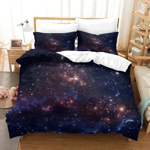Housse de couette ciel étoilé 140x200 microfibre avec parure de lit imprimée 3D