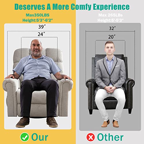 Anj Oversized Rocker Recliner Chair With Massage And Heat, Manual Overstuffed Swivel Recliners For Big Man, Large Glider Rocking Reclining Chairs For Living Room, Cream White #TOP6